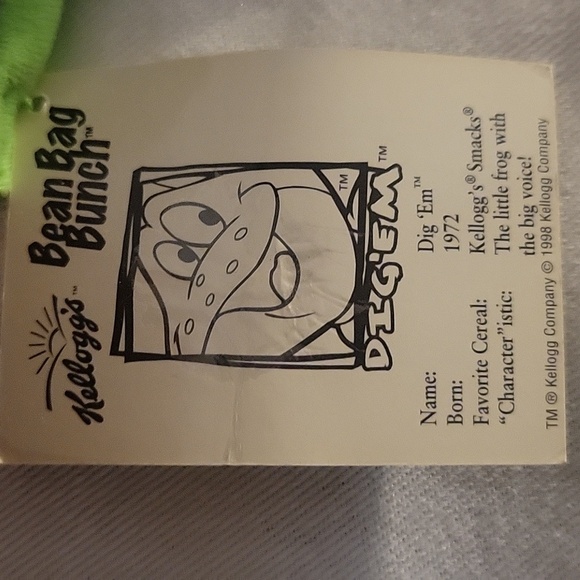 Kellogs Cereal Honey Smacks "Dig Em Frog" 8" Plush Soft Toy Stuffed Animal, 1998 - Picture 5 of 8